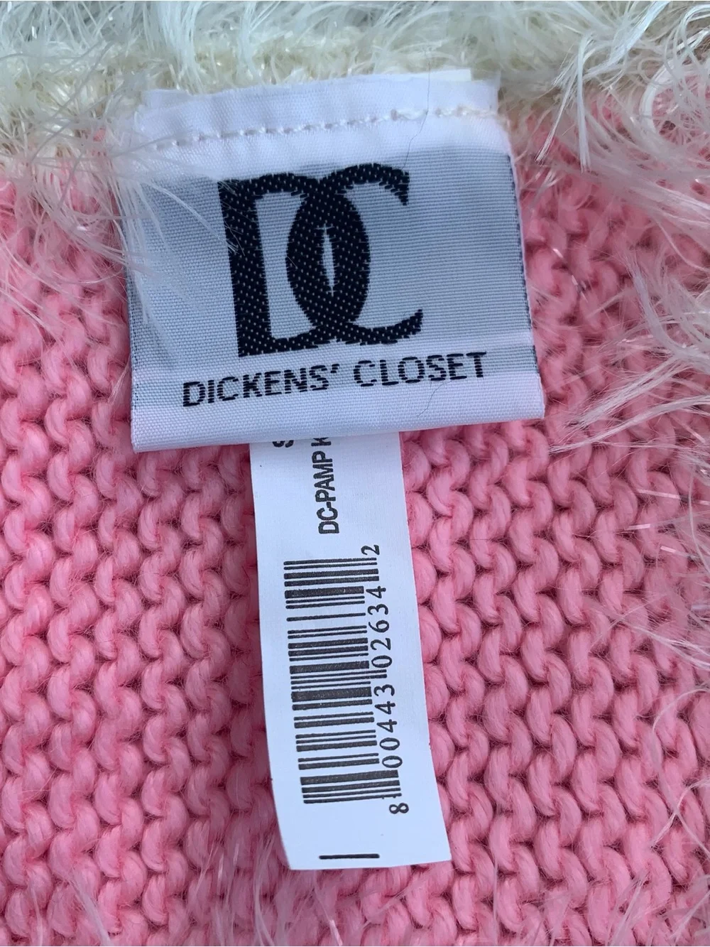Dickens’s Closet Pink Knit Pet Scarf with White Faux Fur Trim